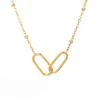 Fashion Gold Color Double Paperclip Pendant Necklace For Women Girl Simple Metal Link Clavicle Chain Jewelry Party Gift