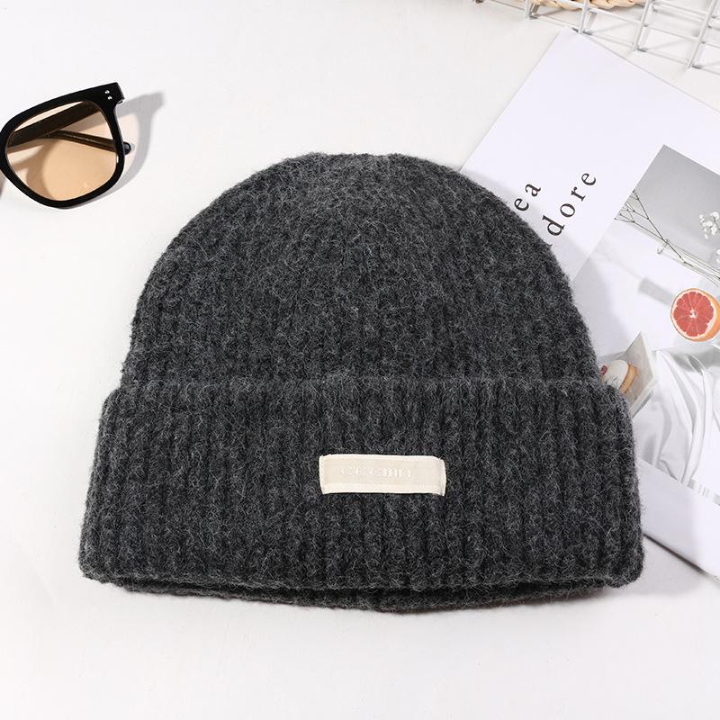 

Autumn and Winter Hat Women s Letter Patch Ear Protection Woolen Hat Outdoor Warm and Cold Proof Knitted Hat Fashionable Face Small Cold Hat for Men M（56-58cm）