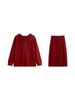 Plus Size V-neck Hooded Sweatshirt & Skirt Two-Piece Set - 2025 Winter Casual Knitwear for Women
