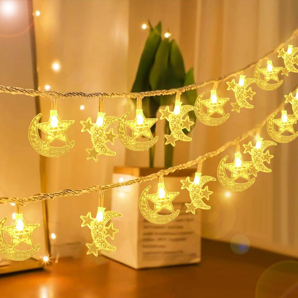 Eid Mubarak Star Castle Moon Castle Light String Ramadan Kareem Decor for Home 2025 Islam Muslim Party Supplies Eid Al-fitr