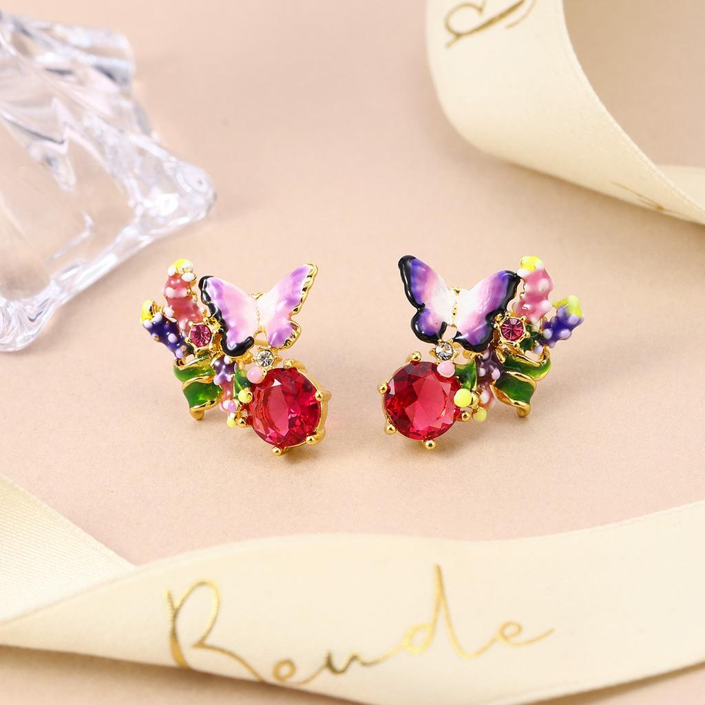 Personalized French Mori Enamel Dripping Oil Niche Bow Earrings Summer Jewelry Three-dimensional Color Stud Earrings