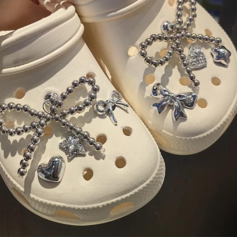 New Pearl Bow Flower Shoe Charms Detachable DIY Shoe Decorations Fashion Shoe Accessories