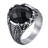 Vnox Rock Punk Stijlvolle Roestvrijstalen Ringen voor Mannen, Onyx Steen Zwart Glas Optie Ring, Feest Bruiloft Mode Sieraden Cadeau Nieuw