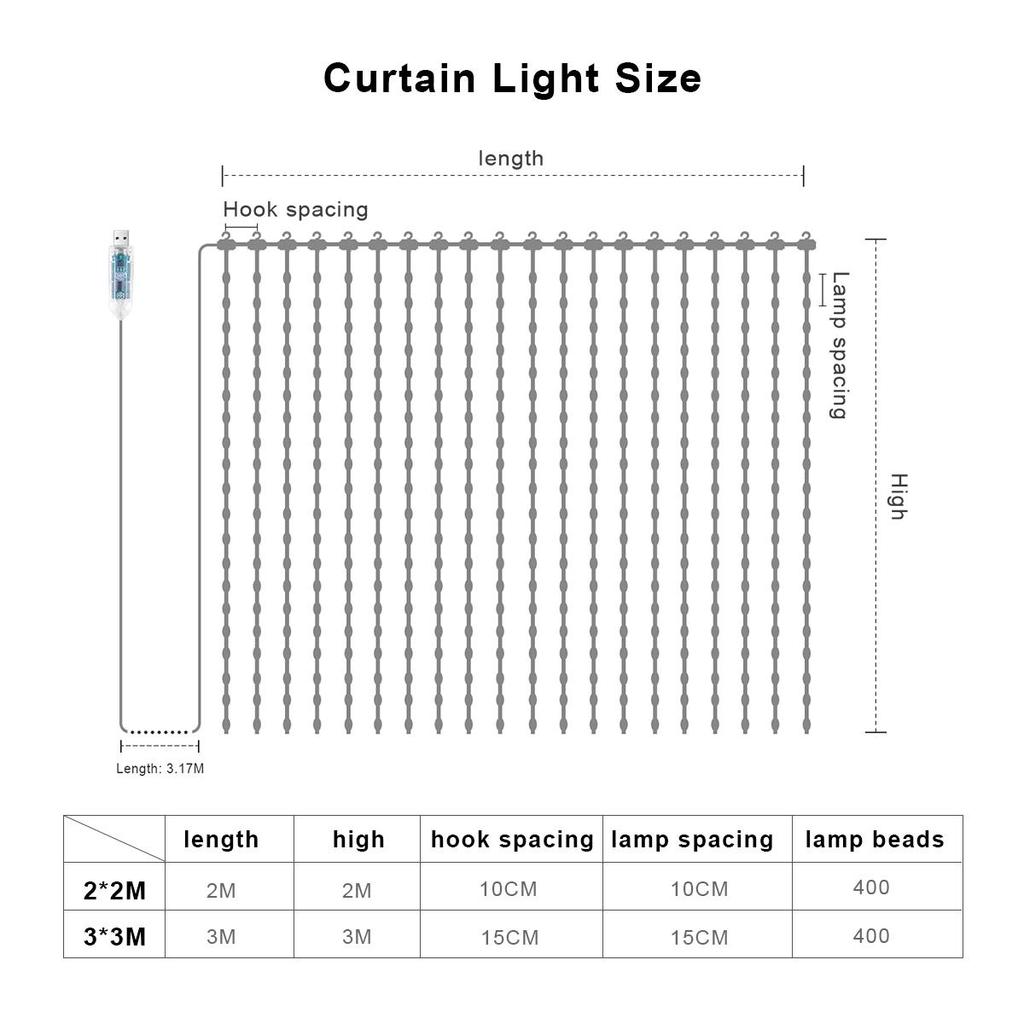 Programmable Smart Bluetooth LED Window Curtain String Light RGBIC Dream Color Fairy Lights For Christmas Wedding Bedroom Decor