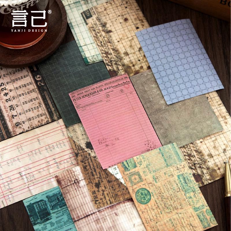 Yan Ji Retro Sticker Book - Old Bill Series: 48 Sheets for Collage & Journaling, 4 Styles Available