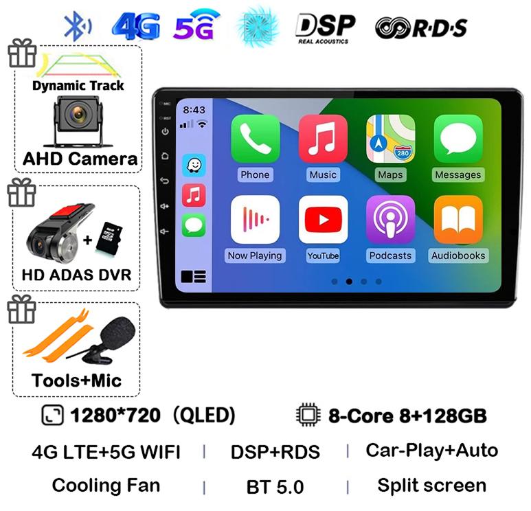 Android 14 Carplay Auto For Skoda Fabia 2 2007-2012 2013 2014 Car Radio GPS Stereo Multimedia Player Head Unit 2 Din WIFI+4G DSP