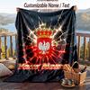 Flannel Blanket Poland Football Print Custom Name Text Soft Throw for Sofa Bed