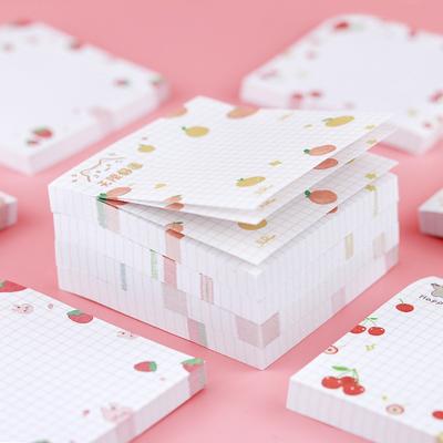 100sheets Kids Cartoon Fruit Pattern Sticker Posted It Memo Grid Paper Notebook Message Sticky Notes Notepad Pads Posits Sticker