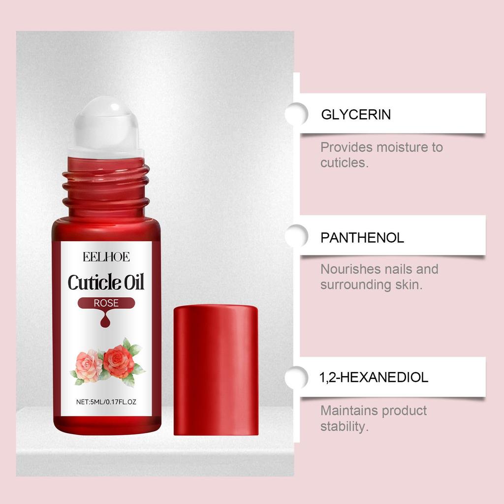 EELHOE Rose Plant Essence Oil Moisturizes the nail surface Gentle and suitable for daily use Portable and shiny smooth care oil