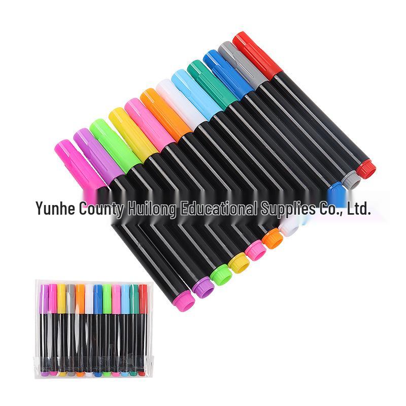 Colored Liquid Chalk Marker Set - 12 Erasable Water-Based Pens for Kids' Drawing & Doodling on Blackboard or LED Light Boards