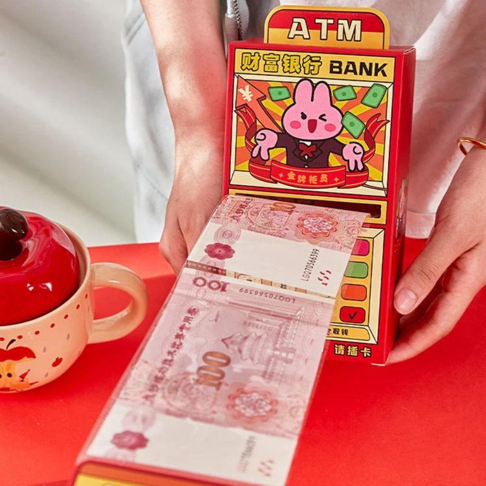 Rote Tasche Cartoon Geldumschlag Lustig Kreativ ATM Geldtasche DIY Verpackung Beste Wünsche Glücksgeldbeutel Feier Party