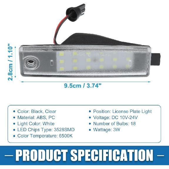 Car 6500K White 3528SMD LED License Plate Light Assembly 8127348010 for Toyota Highlander 2008-2013 for Lexus RX300 1999-2003 ABS Clear Black (Set of