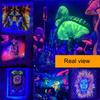 Fluorescent Tapestry Psychedelic Mushroom Room Decor Glow In the Dark Valance Aesthetic Backdrop Glows Under Ultraviolet Light