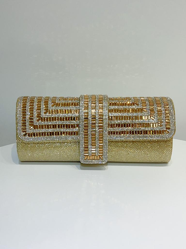 Women's Rhinestone Sparkle Chain Evening Clutch - Bridal, Banquet, Wedding, Socialite Handbag