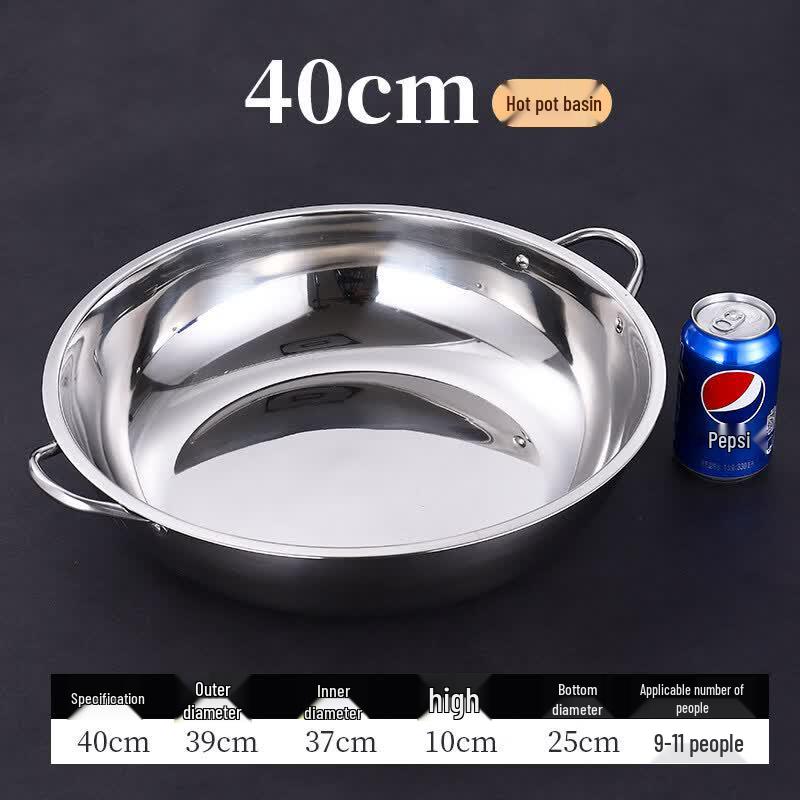 Stainless Steel Double-Handle Clear Soup Hot Pot