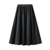 Qooth A Line Skirt Midi Length with Scarf Belt Korean Casual Style Heavyweight Fabric QT2736