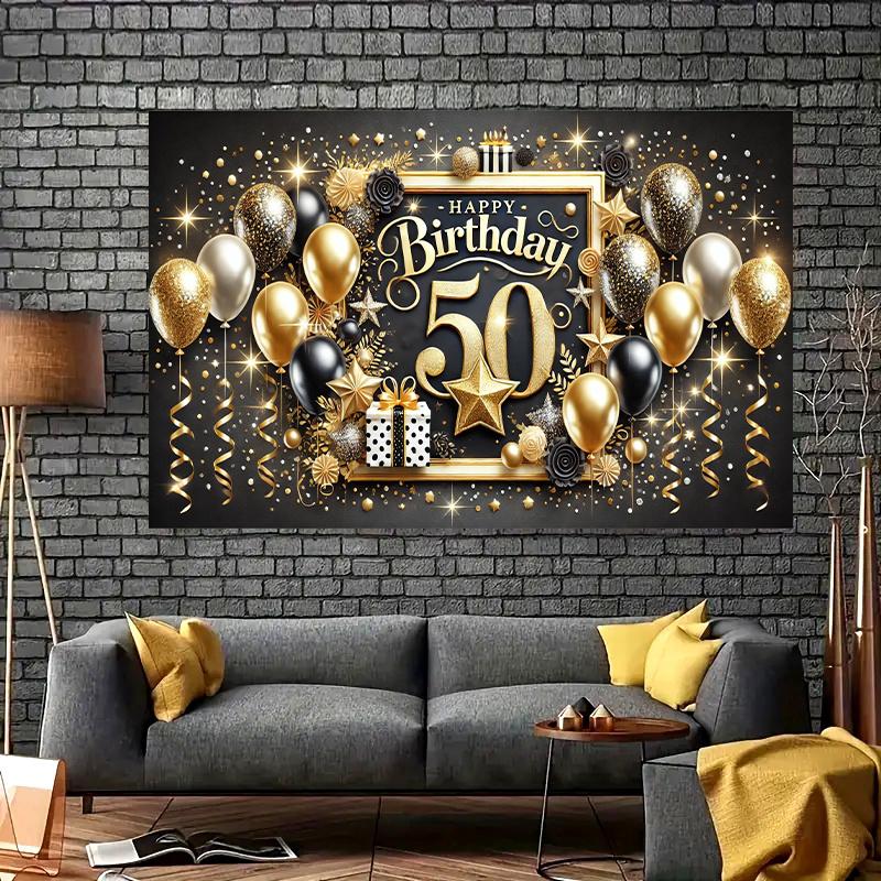 Happy 50th Birthday Celebration Banner - Party Decoration Suitable for Home Garden Studio and Outdoor Activities