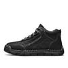Herren Freizeitschuhe High-Top Outdoor Retro Und Bequem Weichsohlige Flache Stiefel Hochwertig Einfarbig Trendige Wanderschuhe