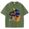 Game Console Graffiti Printing Washed TShirt Cotton T Shirts ONeck Comfortable Distressed Tops Summer Mans Clothes