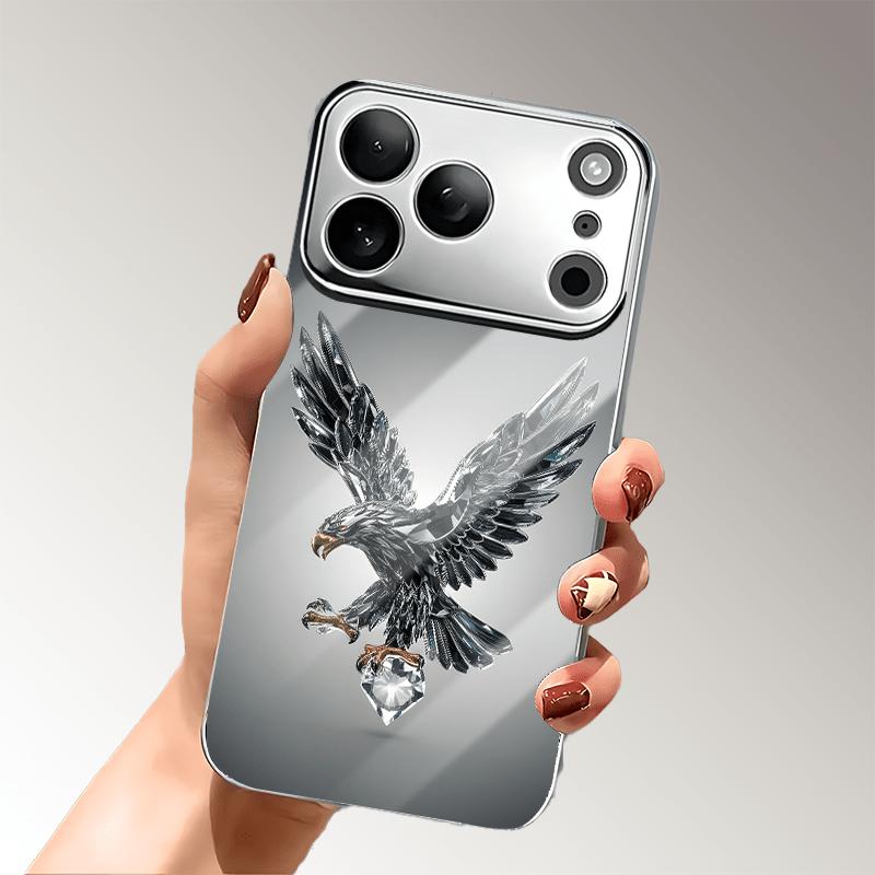 Light Luxury Crystal Eagle Pattern Glass Electroplated Mobile Phone Case Suitable for iPhone16 16Pro 16ProMax 16Plus