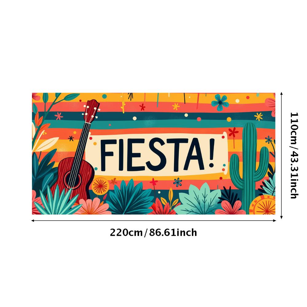 Fiesta Party Banner Vibrant Mexican Cactus Floral Festive Event Backdrop Celebration Decorations Photography Background Props