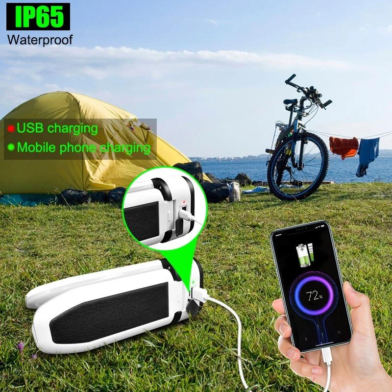 60 LEDs Solar Lantern Emergency Light Outdoor Trefoil Tent Light Mobile Power for Charging USB Rechargeable Camping Light