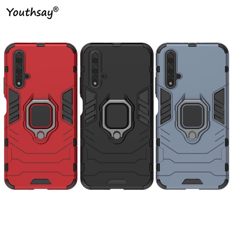 For Huawei Honor 20 Case Matte Matel Finger Ring Kickstand Hard Phone Bag Case For Huawei Honor 20 Pro Cover For Honor 20 Lite