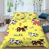 Cute Cows Duvet Cover Set Kawaii Farm Animal Bedding Set Microfiber Floral Comforter Cover Twin King For Kids Boys Girls Decor