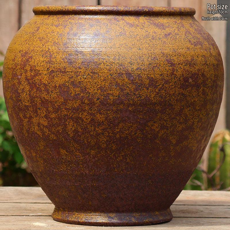 Handmade Coarse Pottery Flower Pot - Large Ceramic Jar for Bougainvillea & Hydrangeas