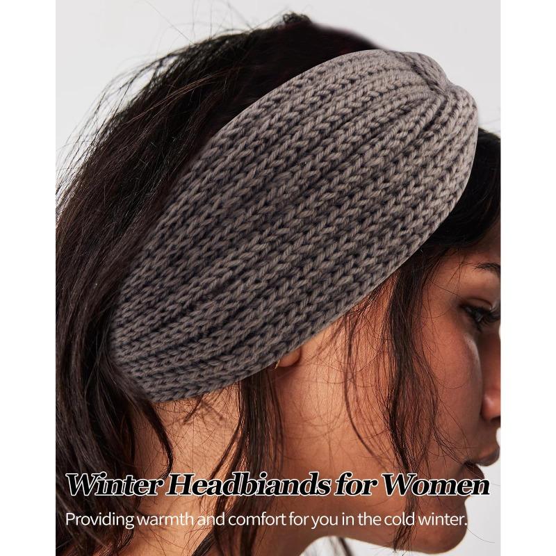 Winter Plush Knitted Wool Headband for Women Girls Warm Elastic Hairbands Hand Made Headscarf Bandana Headwear