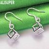 925 Sterling Silver Fashionable 3D Rubik's Cube AAA Zirconia Earrings - Exquisite Evening Jewelry