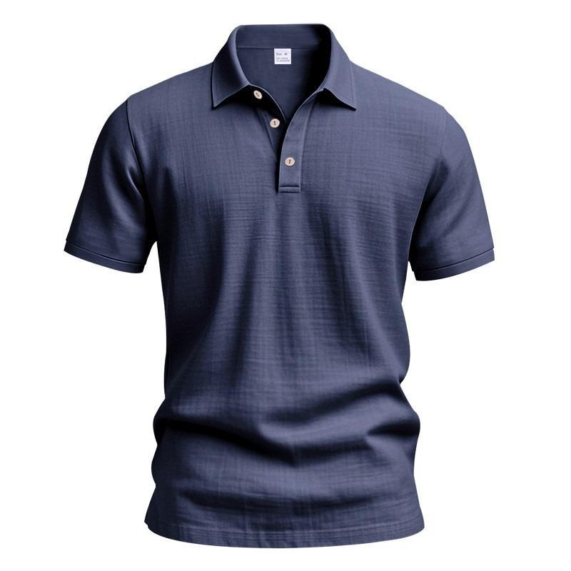 Polo Uomo in Lino Monocolore - T-shirt Premium da Business con Collo a Revers e Maniche Corte