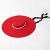 Autumn and Winter New Fashion Retro British Pearl Decoration Big Eaves Flat Top Wool Top Hat Dance Show Concave Hat