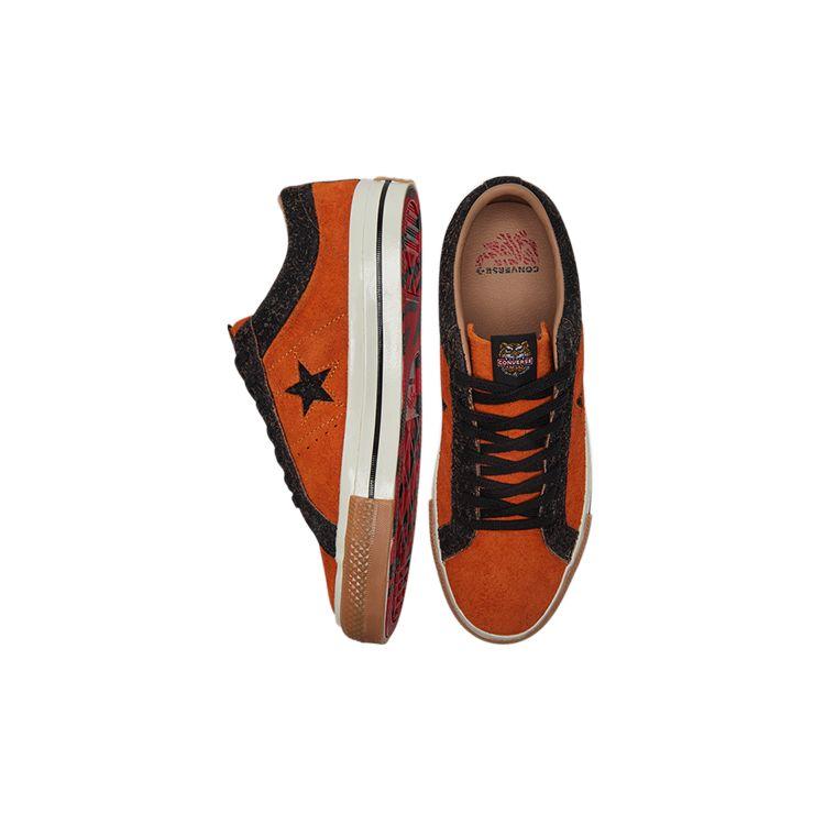 Converse One Star New Year Water Tiger Series Slip Resistant Durable Low Top Skate Shoes Unisex Sneaker Sunset-Orange 173200C