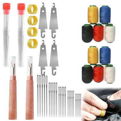 Big Eye Steel Needles Set Hand Sewing Kit Needles with Protective Case Threads Thimbles Threaders Quilting Tool Kit for Sewing Cross Stitch Projects
