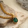 Multicolour Oval Crystal Necklace Stainless Steel Gemstone Necklace  Party Jewelry