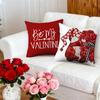 4pcs Valentine'S Day Throw Pillow Covers - Hugs and Kisses Gnome Rose Heart Design, Zip Closure, Polyester 100., Contemporary Style