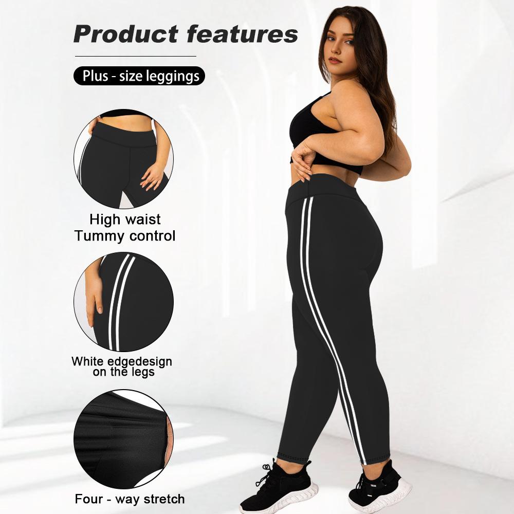 Casual Sports Trousers for Women High-waisted Milk Silk Large Size with Two Side Stripes 9-inch Trousers