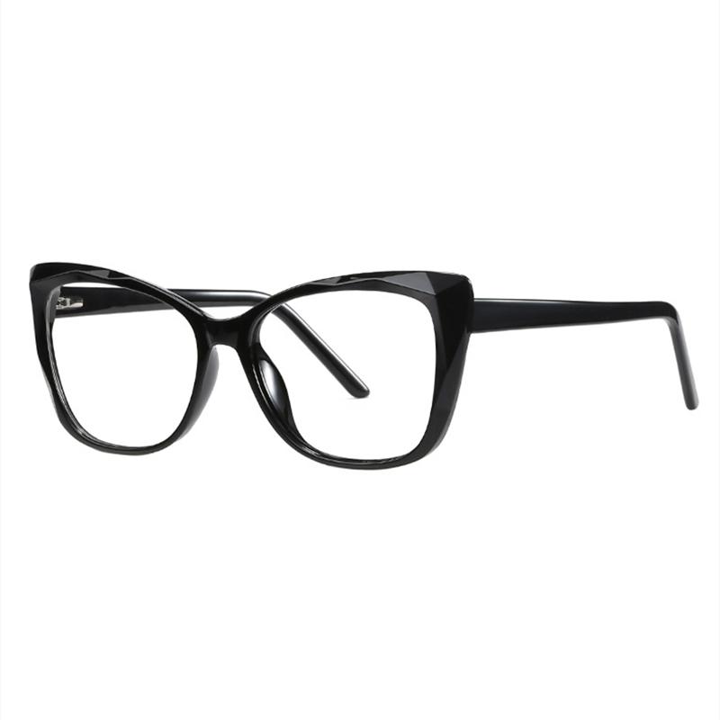 

2025 New Fashion Women‘s Brand Design Cat s Eye TR90 Plate Glasses Frame Myopia Hyperopia Multifocal Prescription Custom Glasse Single Version&1.56&Anti Blue Ray чорний