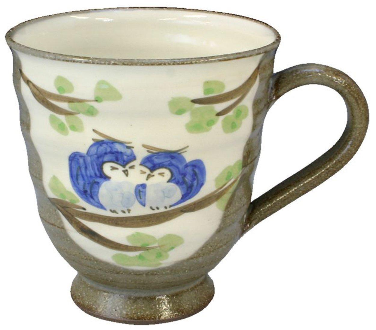 

Kyo-yaki, Kiyomizu-yaki, Kaho-gama Mug, Powdered Owl Design (Blue), cch402-01
