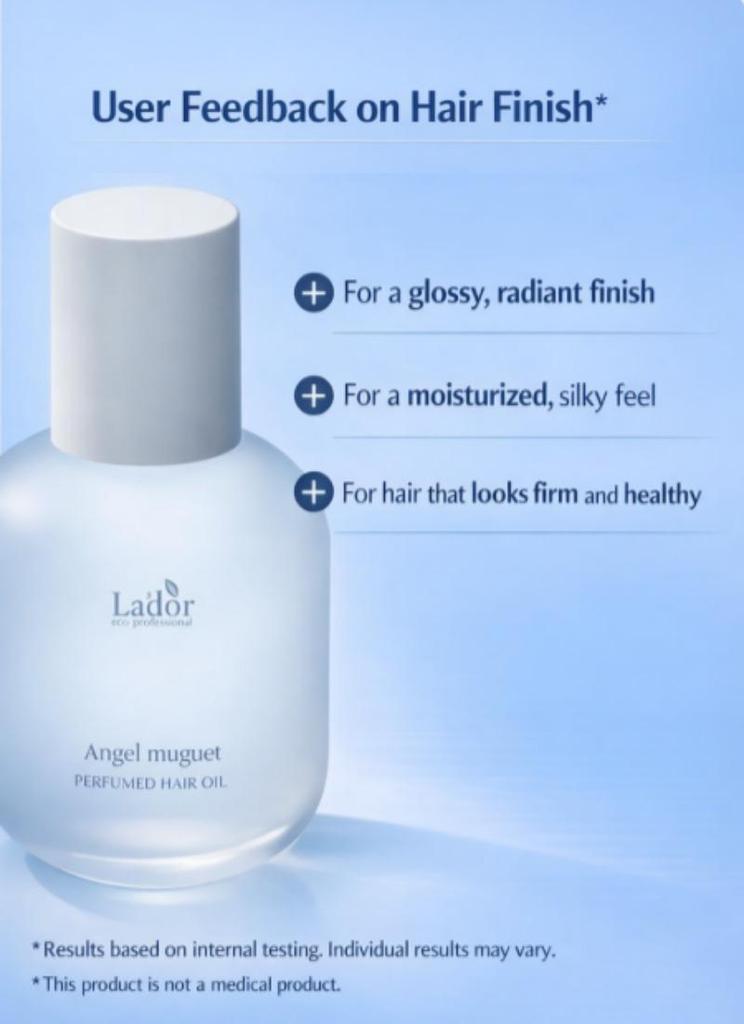 La'dor Perfume Hair Oil 80ml – Angel Muguet Fragrance Nourishing Hair Treatment with BTS Jimin Photocard Gift