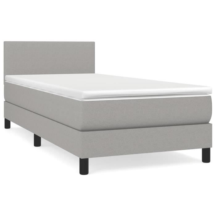 3139849 vidaXL Lit à sommier tapissier avec matelas Gris clair 80x200 cm Tissu