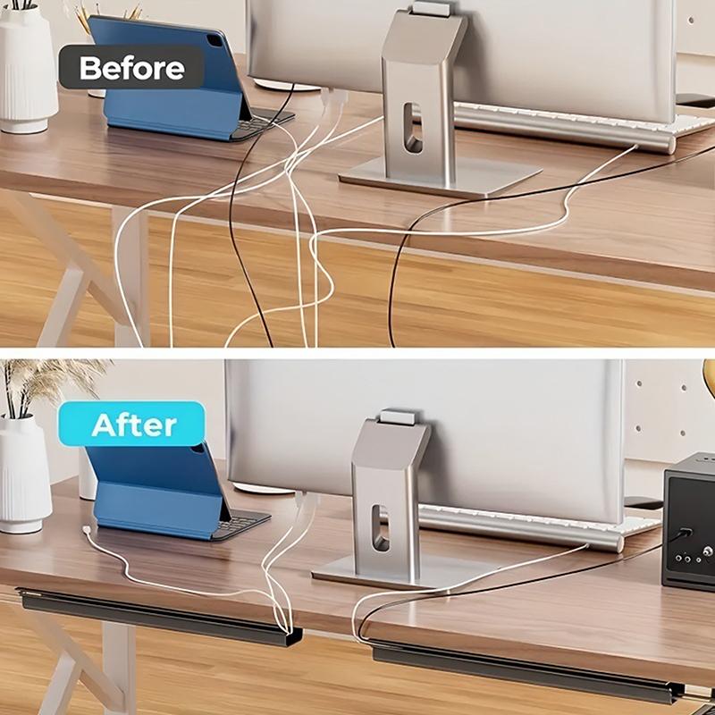Channel Desk Cable Organizer Cable Management Accessories White Cable Protecter No Drilling Under Desk Management Tray
