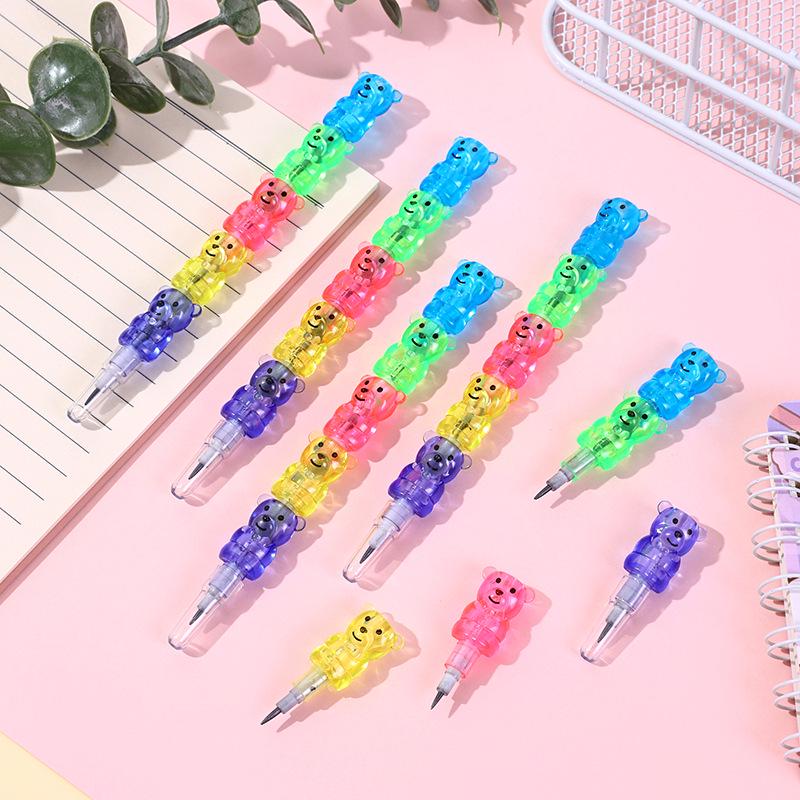Colorful Bear Shaped 5-Section Doodle Crayons - Creative Student Drawing Set