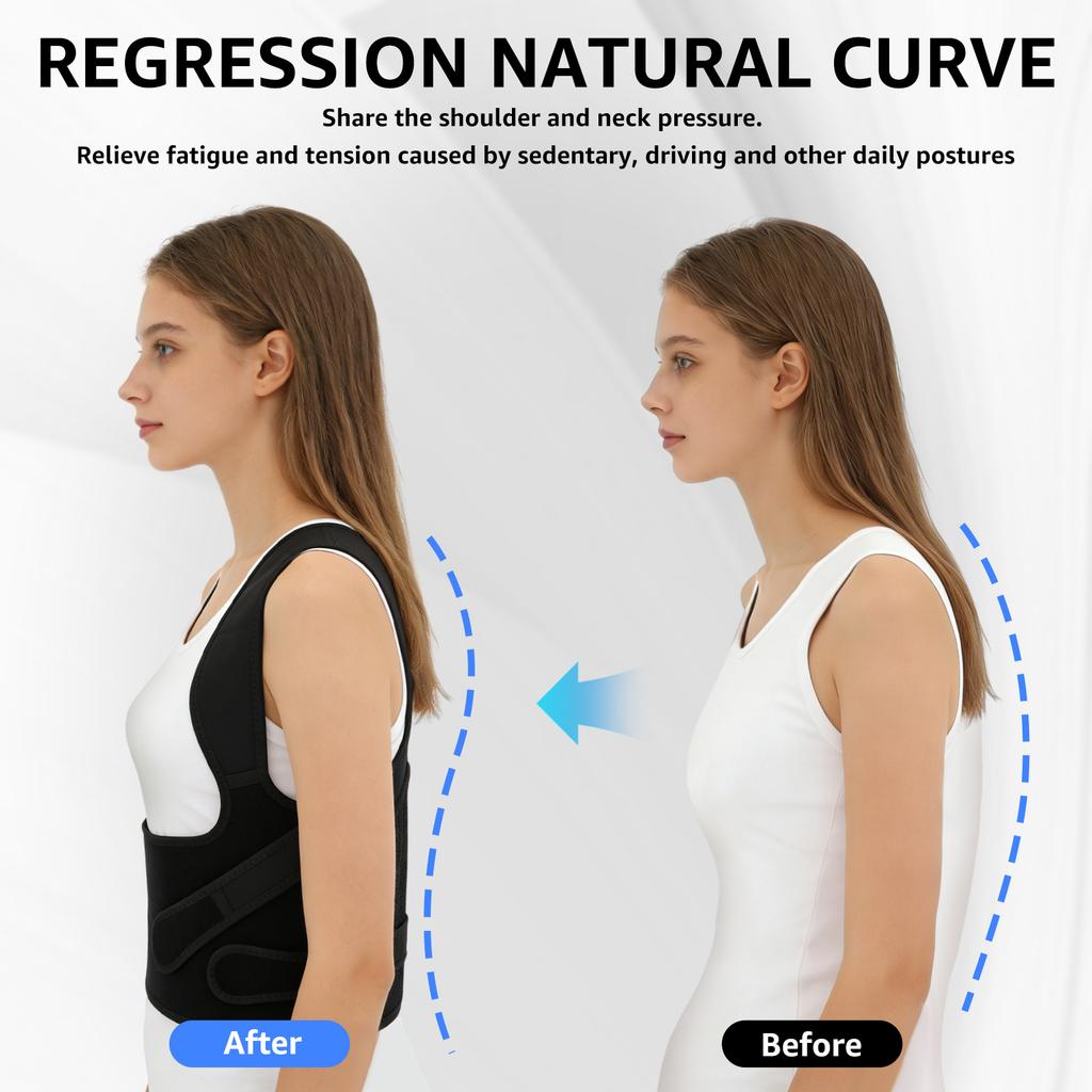 1Pc Back Brace Posture Corrector Adjustable Comfortable Posture Corrector Neck Shoulder Back Straightener for Men and Women Work