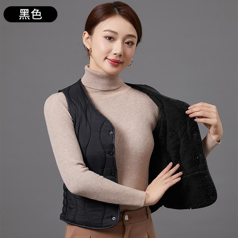 Women V Neck Sleeveless Fitted Padded Vest Winter Warm Elegant Casual
