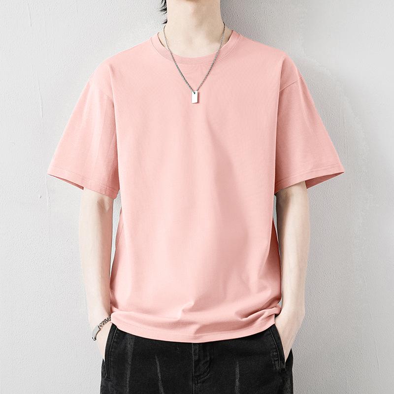 Men's Summer Cotton Solid Color Short-Sleeve T-Shirt - Youth Casual Trendy Loose Fit
