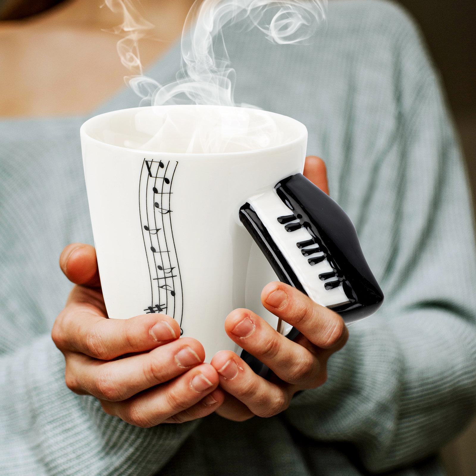 

Fashion Music Theme Ceramic Mug Smooth Easy Clean Sturdy Structure for Hot Drinks Cold Beverages Home Office Restaurant Bar other