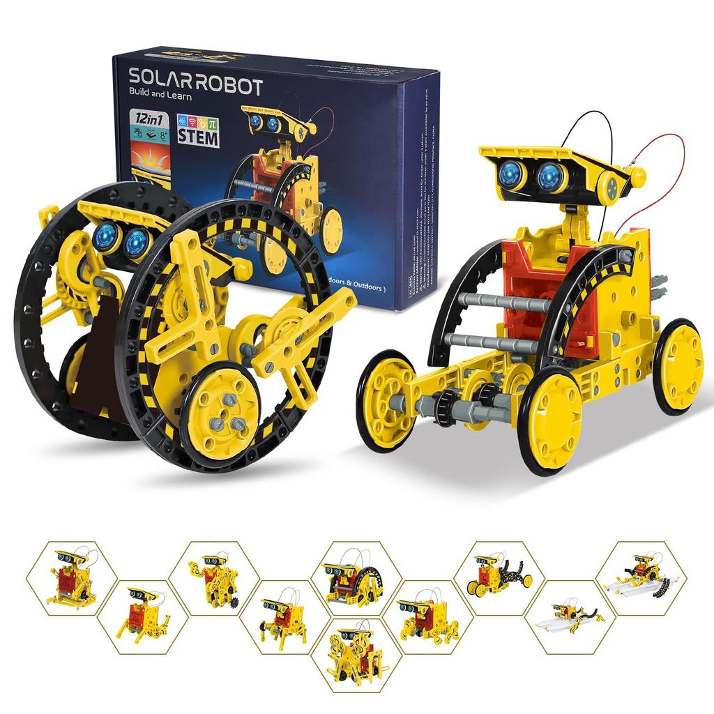 Kit Robô Solar para Crianças Idades STEM Construção Painel Solar Ciência Ideia de Presente para Meninos Idades e 12 8-12, Brinquedo, Robô 12-em-1 Monte-o-Você-Mesmo, & Energia, &
