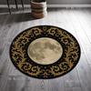 Baroque Full Black Gold Celestial Carpet Round Mat With Ornate Frame Gothic Moon Rug For Mystic Elegant And Modern Home Decor